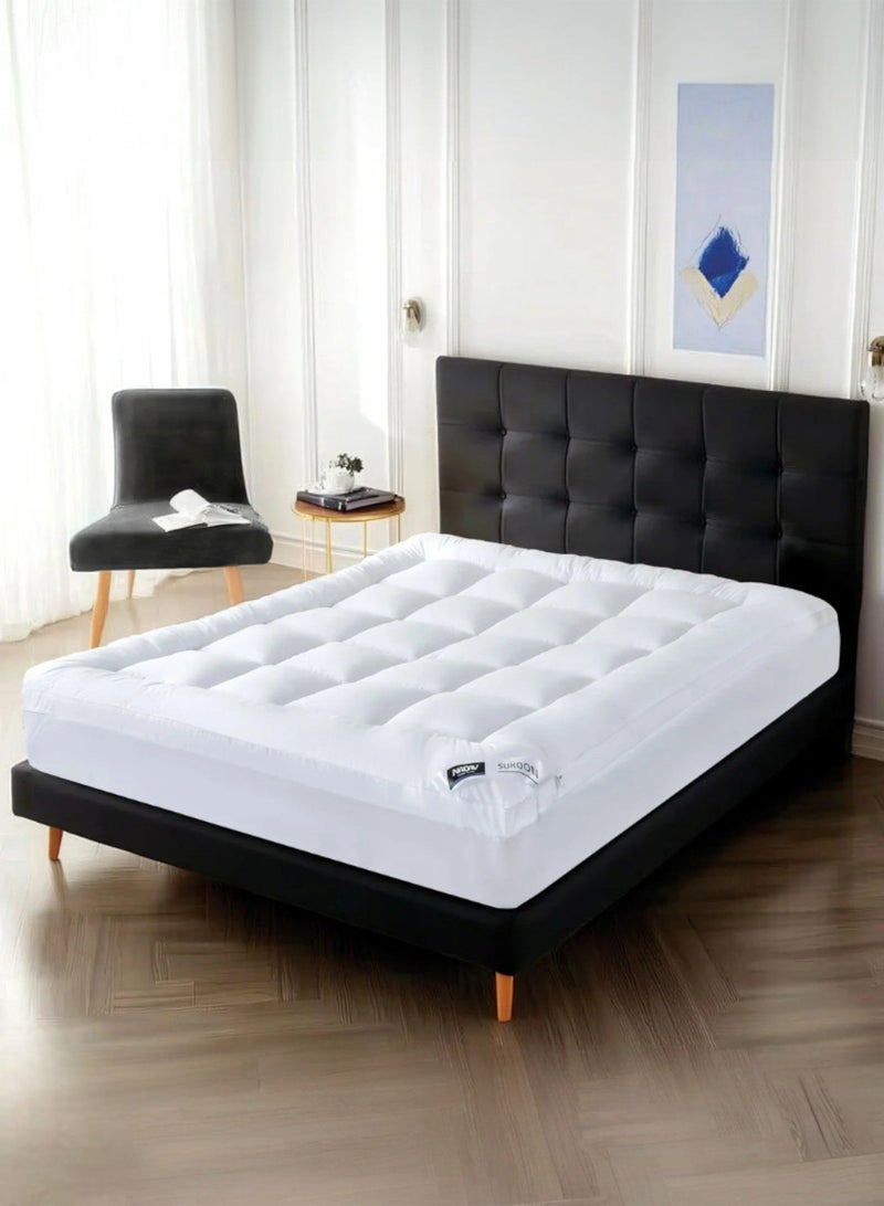 NADAV Sukoon Hotel-Style Mattress Topper – Queen Size 140×200 cm, 5 cm Thickness, White - Image 1